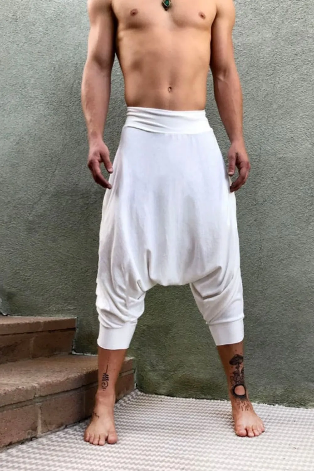 White Drop Crotch Pant