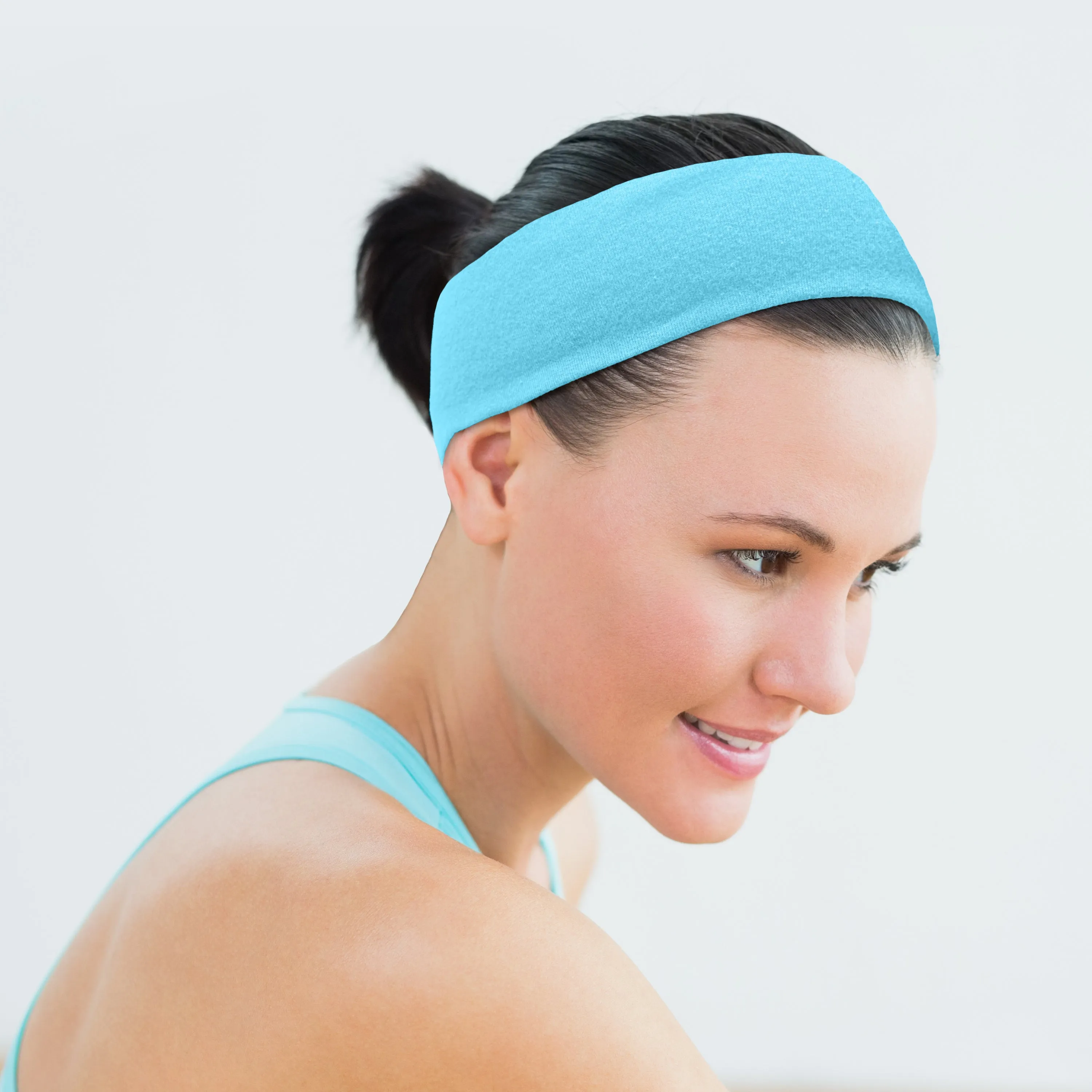 Women's Headbands Cotton Jersey 3" Wide Yoga Fitness Fashion Made in the USA Turquoise