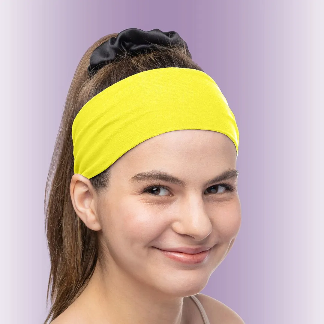 Women's Headbands Cotton Jersey 3" Wide Yoga Fitness Fashion Made in the USA Yellow