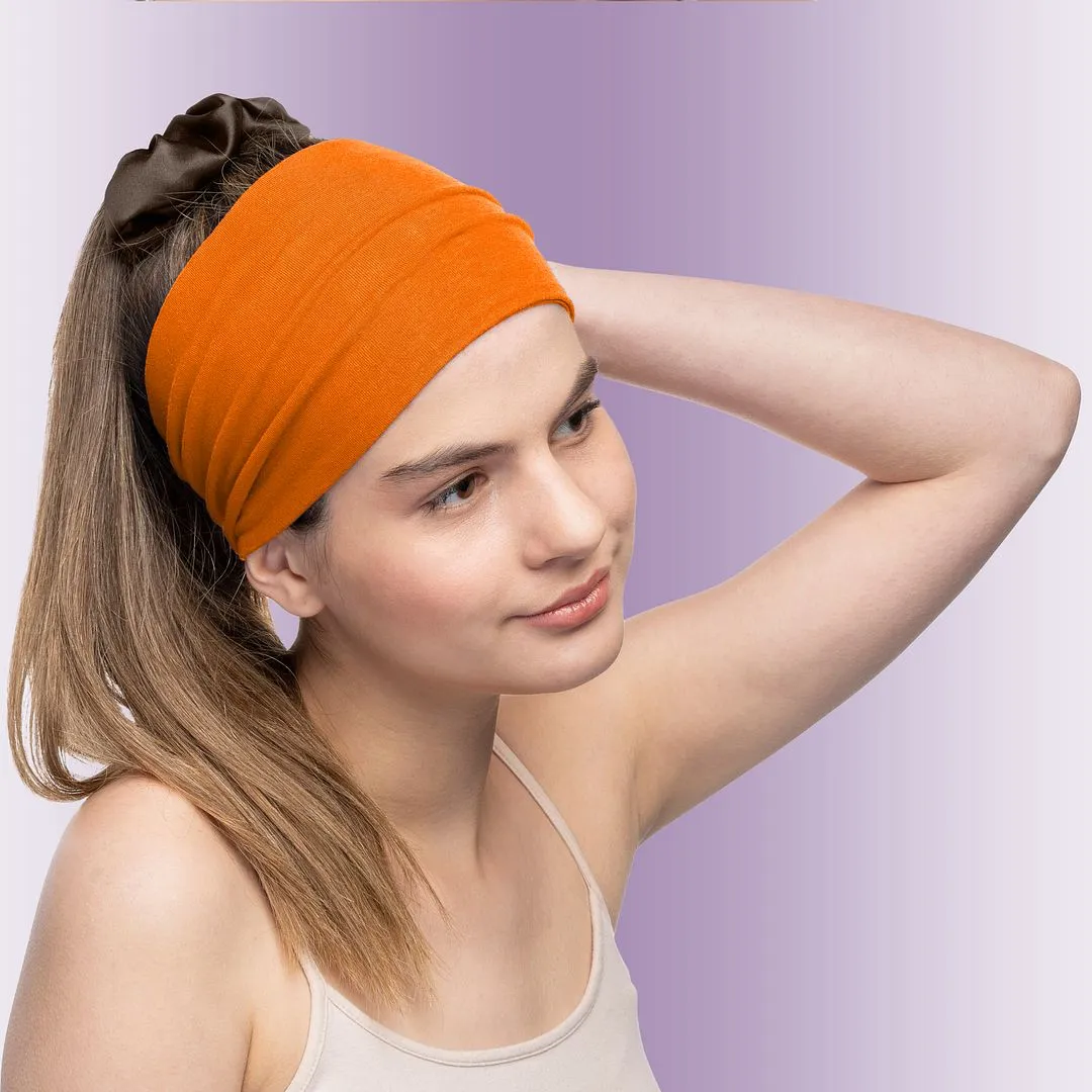 Women's Headbands Cotton Jersey 5" Wide Yoga Fitness Fashion Made in the USA Tangerine