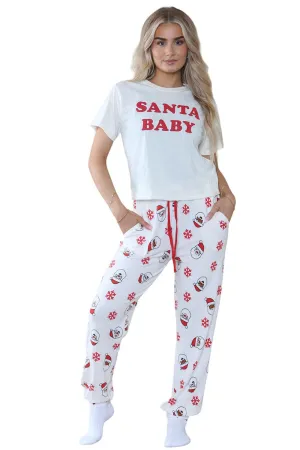 Womens Santa Baby Christmas Printed Pyjamas Set