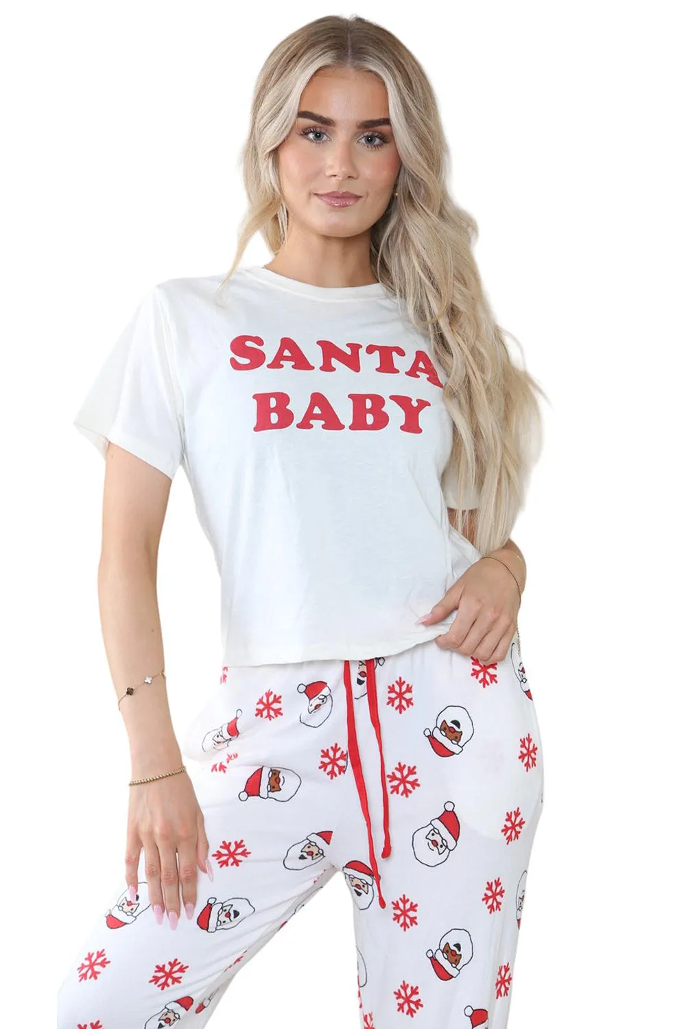 Womens Santa Baby Christmas Printed Pyjamas Set