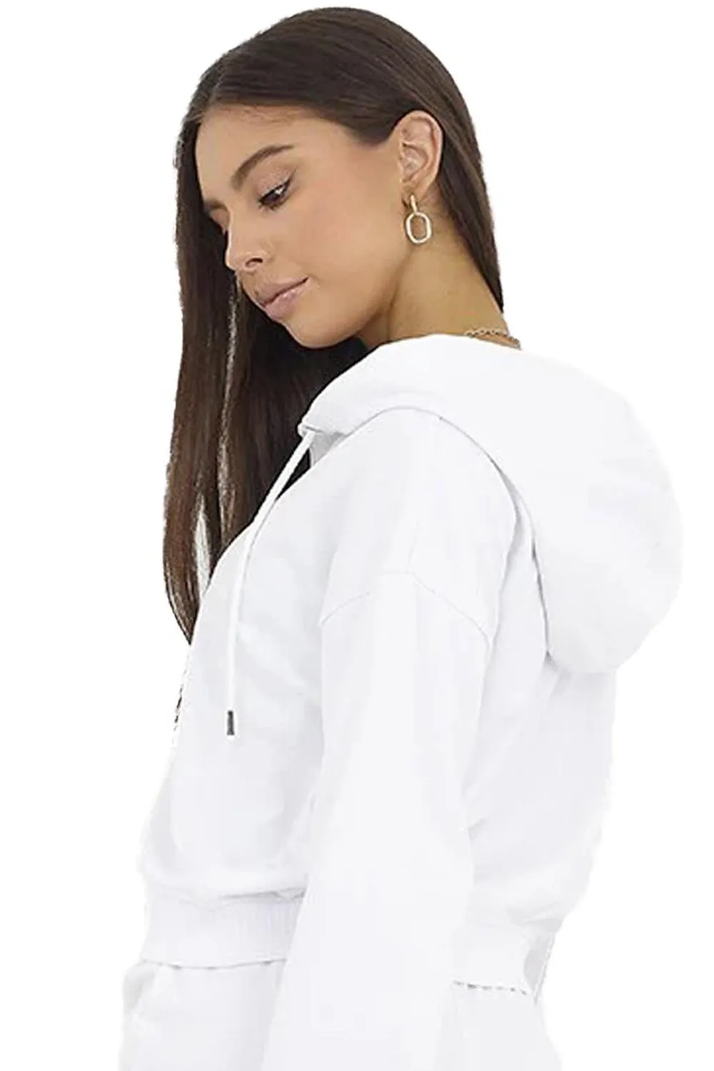 Womens Zipper Cropped Hoodie