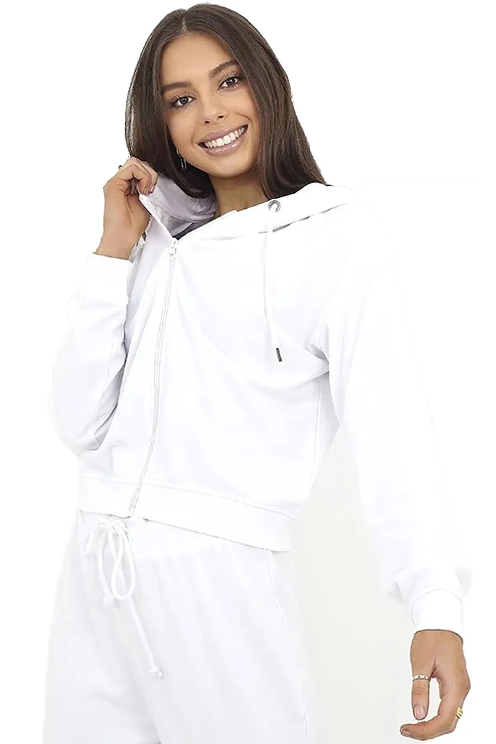 Womens Zipper Cropped Hoodie