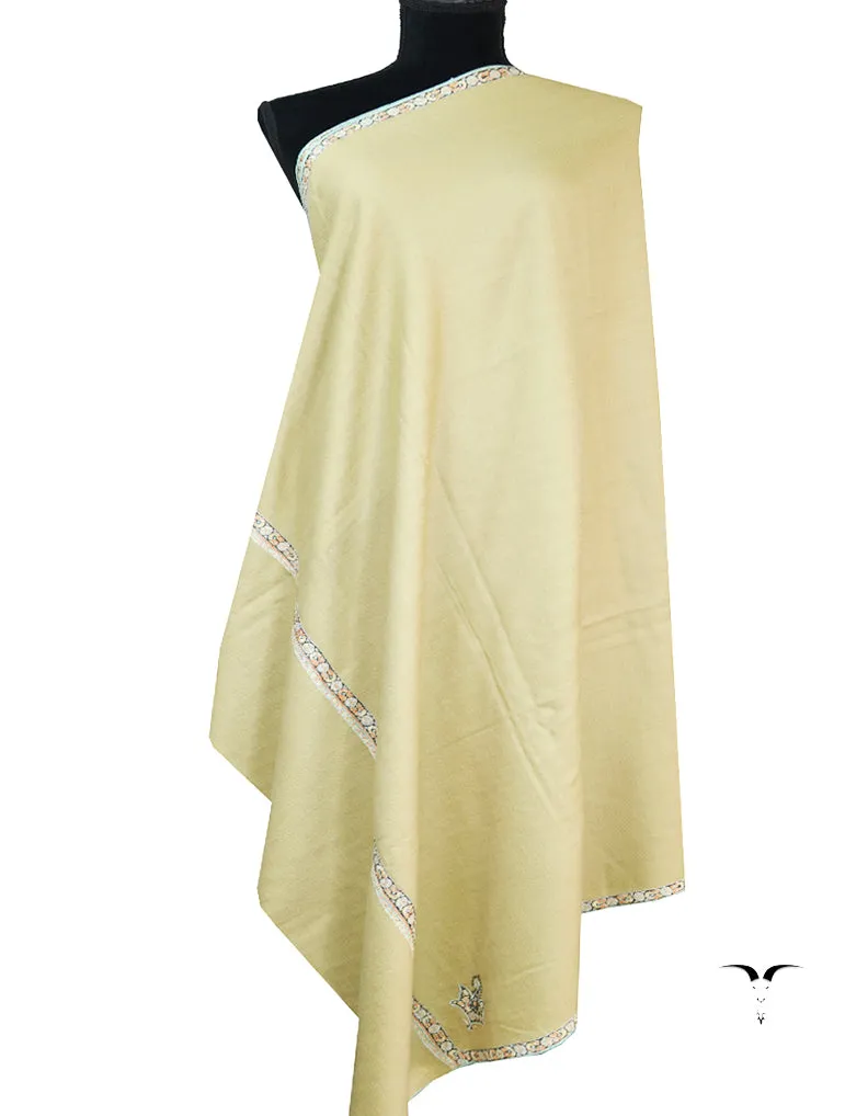 yellow iris embroidery pashmina shawl 8536