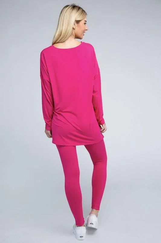 Zenana Long Sleeve Loungewear Set